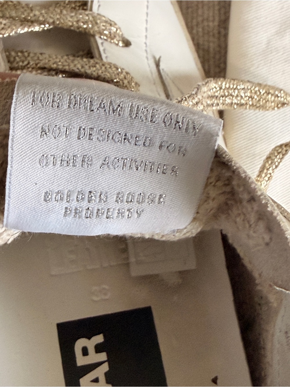 Golden Goose White Leather Sneakers with Gold Braided Laces and Blush Heel - Picture 7 of 9